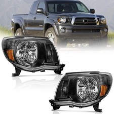 Halogen Headlight Assembly For 2005-2011 Tacoma Black Housing Amber Reflector Oe
