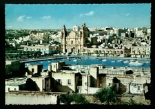 Vintage Photochrome Malta Msida Harbor Lithograph Postcard 6x4