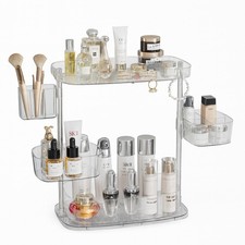 Clear Acrylic Makeup Organizer, Multi-Tier Cosmetic Storage Rack with Side Co...