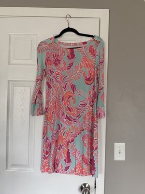 Lilly Pulitzer Sofie Dress Love Birds UPF 50 Pink Orange Beach Vacation