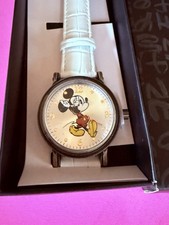 Disney Mickey Mouse Women s Watch Silver Dial Quartz White Leather Band-New