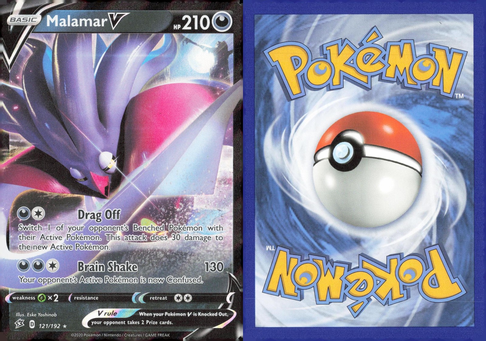 Malamar V 121/192 Holo V Rare Rebel Clash Pokemon Near Mint