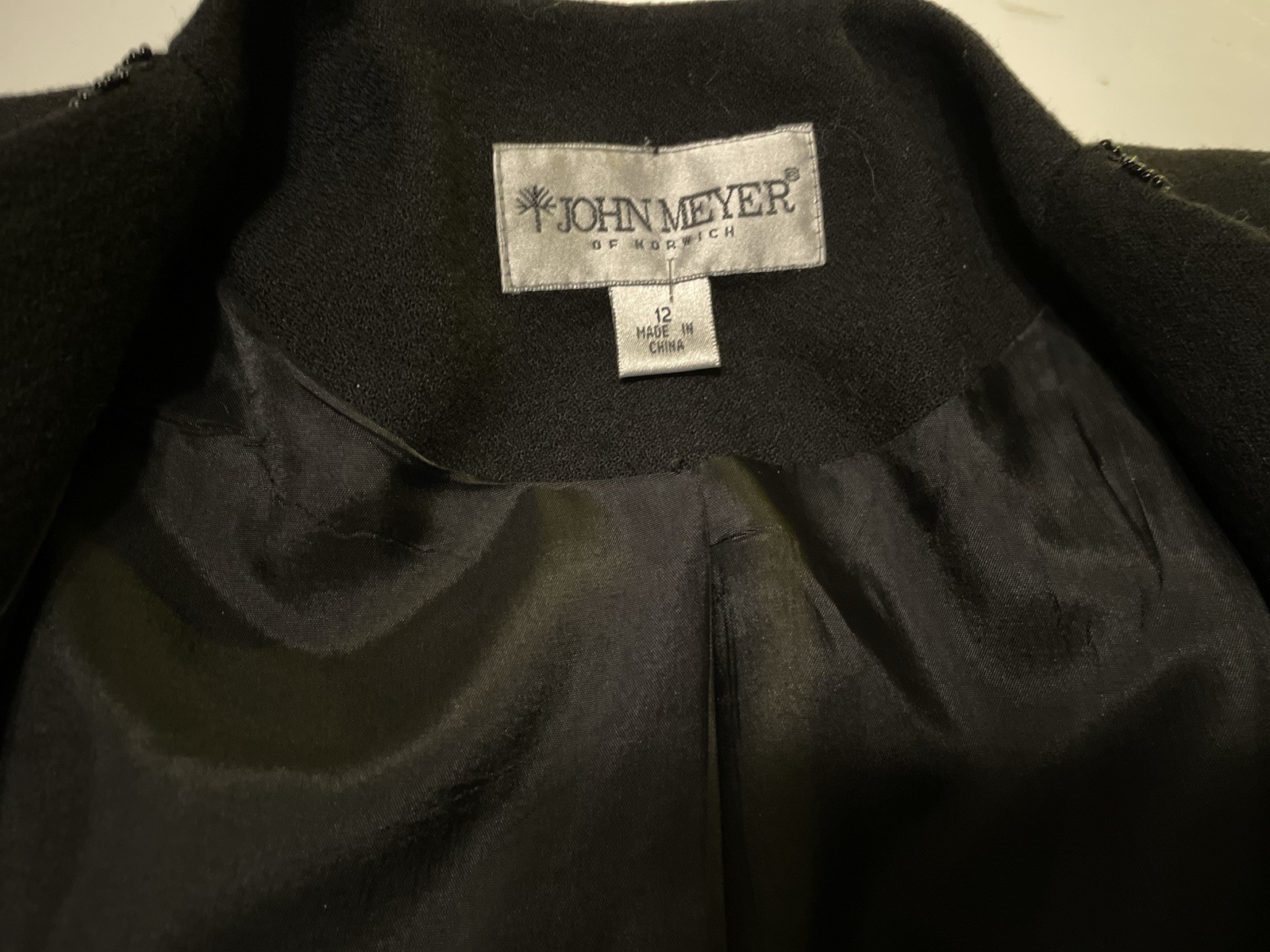 VINTAGE JOHN MEYER OF NORWICH STUNNING BLACK BEADED COCKTAIL PARTY BLAZER  SZ 12