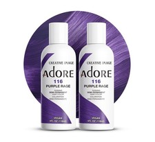  2 Pack Adore Semi Permanent Hair Dye Color 4oz  116 Purple Rage 