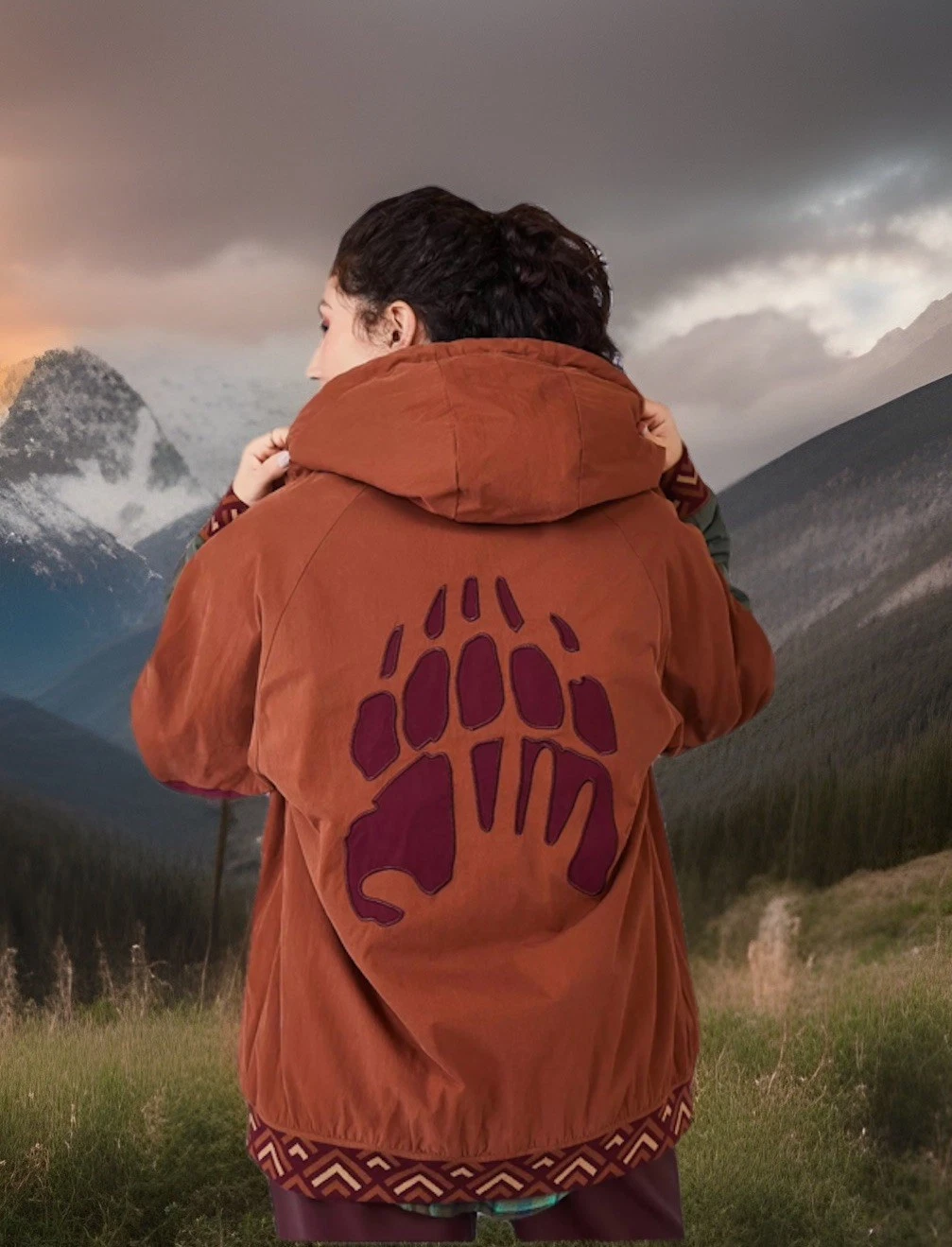 Disney Brother Bear Koda & Kenai Windbreaker Aztec Alaska Jacket Coat M Alaska