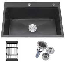 30 Inch Drop In Kitchen Sink, Nano Coating Stainless Steel Topmount, 18 Gauge