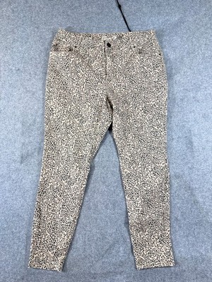 Seven7 Tummyless Skinny Jeans Womens 18W Beige Black Leopard Print High Rise NWT