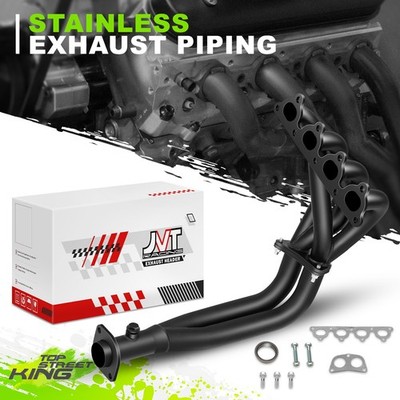 Black 4-2-1 Design Exhaust Header CRX Civic Del Sol D15/D16 Engines for 88-00