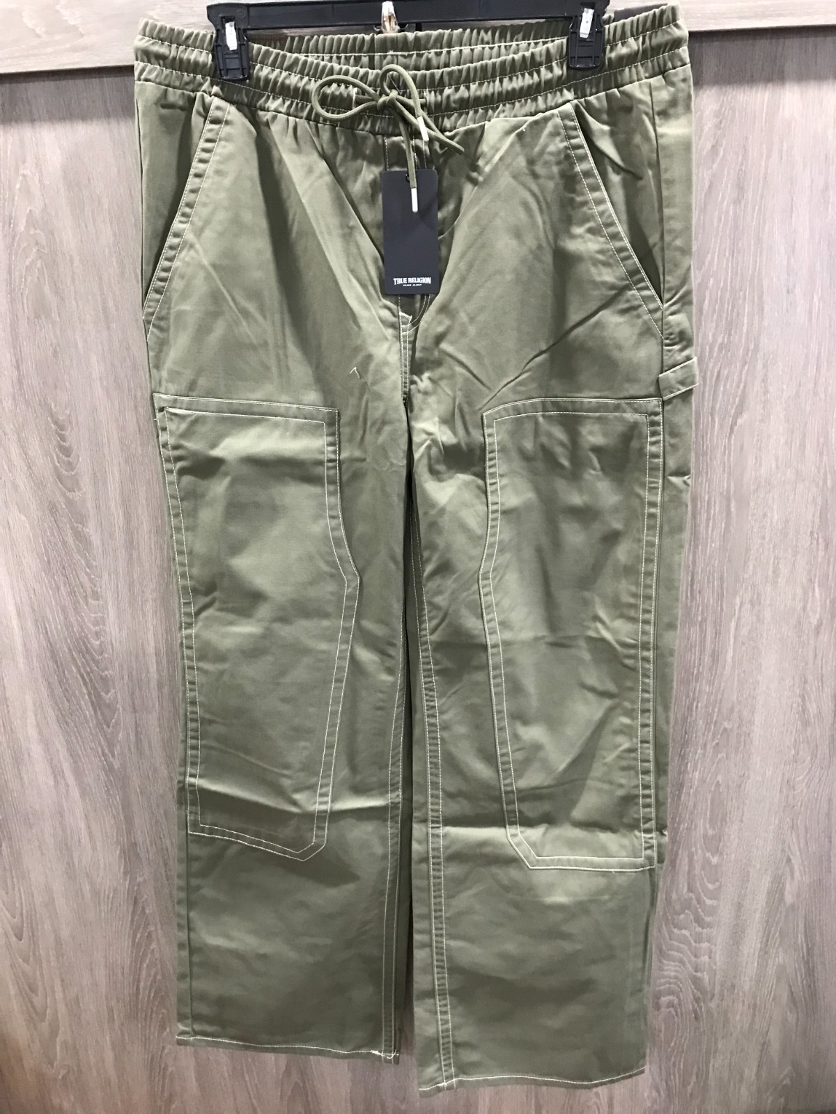 True Religion Men's Size 36 Kalamata Olive Twill Carpenter Vinny Pants $139 NWT