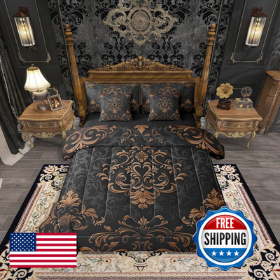 Erosebridal Black Brown Gothic 7 Pcs Comforter Set Queen Sizevintage Boho