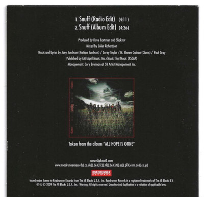 Slipknot - Snuff - Rare 2009 UK 2 track promo CD | eBay
