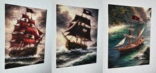 Piratenschiff Segelschiff Poster A4 - Kunstdruck matt / Maritime Deko / Wandbild