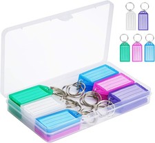 Cuttte 20 Pack Plastic Key Tags with 20PCS, White, Purple, Green, Pink, Blue 