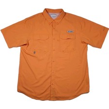 COLUMBIA PFG Omni-Shield Blood N Guts Orange Short Sleeve Fishing Shirt Large
