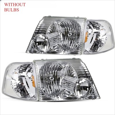 CHROME HOUSING AMBER CORNER HEADLIGHT REPLACEMENT LAMPS FOR 02-05 FORD EXPLORER 