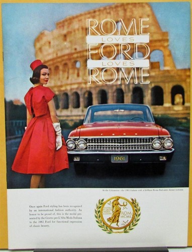 1961 Ford Galaxie Club Victoria Sunliner Roma Red Color Sales Brochure XL Orig