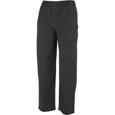 Mercer Culinary Millennia Unisex Black Fine Pinstripe Cook's Pants - L