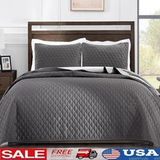 Reversible Quilt Set Soft Microfiber Lightweight Bedding Decorative Coverlet New