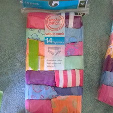 Wonder Nation 14-Pack Girls Hipster Underwear Size 16 Cotton Tagless Multicolor