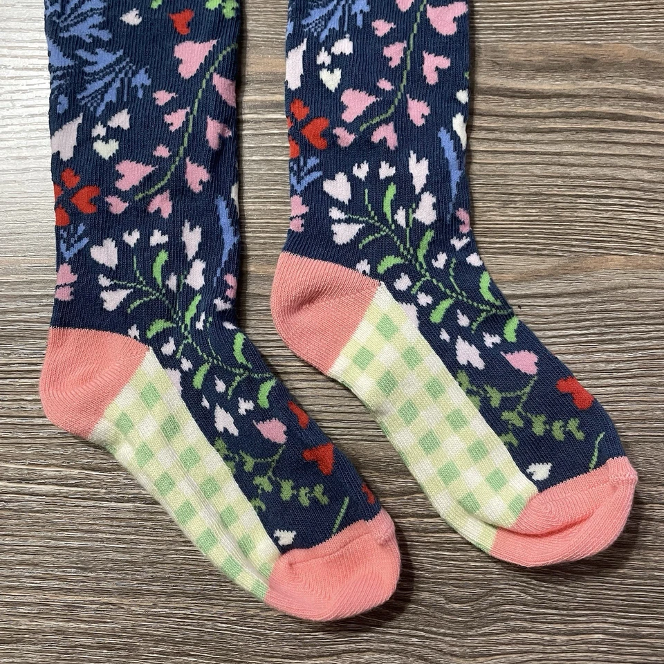 NWOT Matilda Jane Girls Change Of Pace Knee Socks, Blue Floral, Green Accents - Image 2 of 4