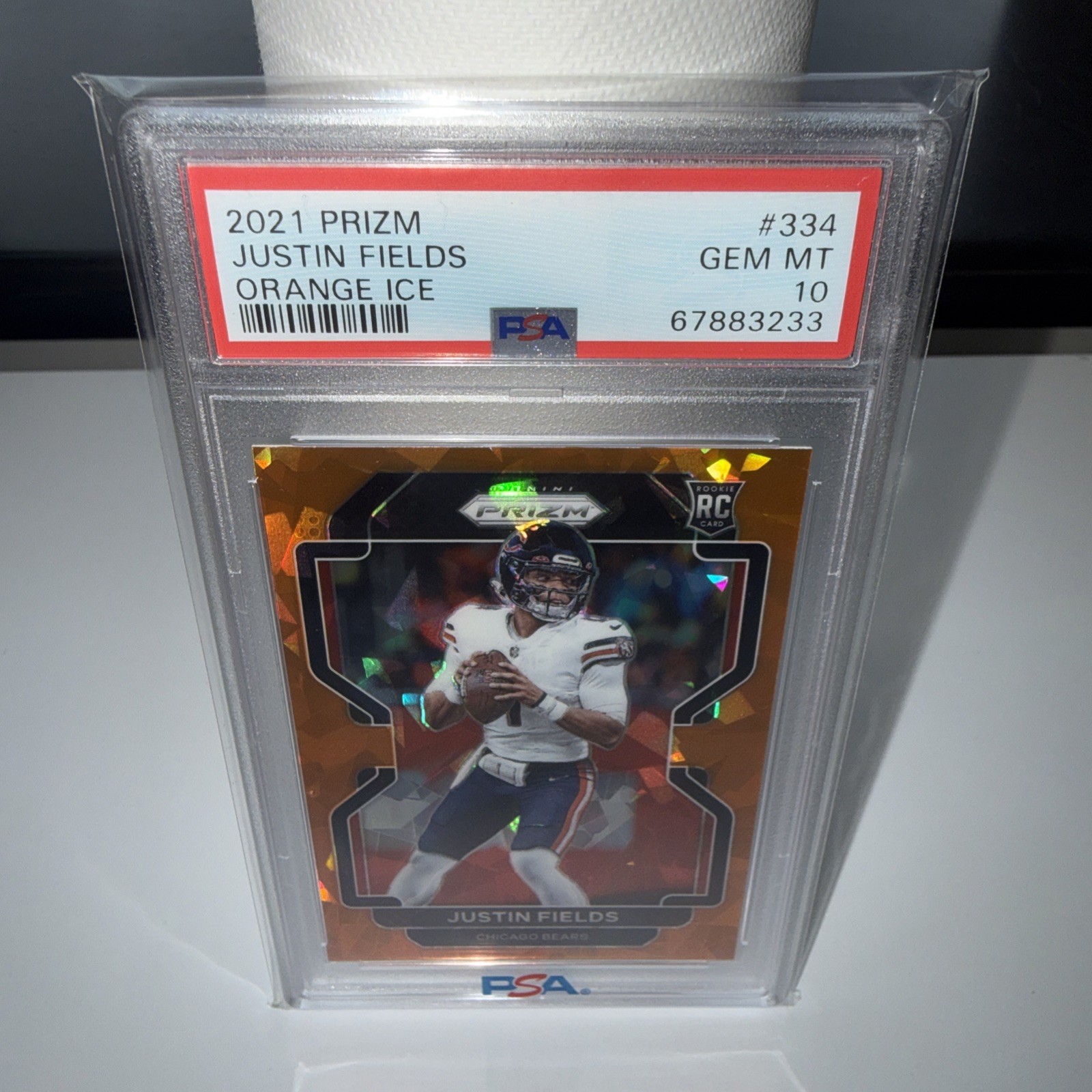 2021 Panini Prizm #334 JUSTIN FIELDS RC ORANGE ICE PSA 10