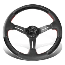 NRG 12" OD 1.5" Deep Dish Carbon Fiber Leather Grip Steering Wheel ST-010CFRS
