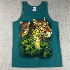 Vintage 90s Jaguar Leopard Tropical Jungle Graphic Tank Top Men's Medium Tel