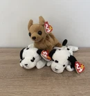 Vintage Ty Beanie Babies Dog Bundle Tiny the Chihuahua and Dotty with Tags Mint