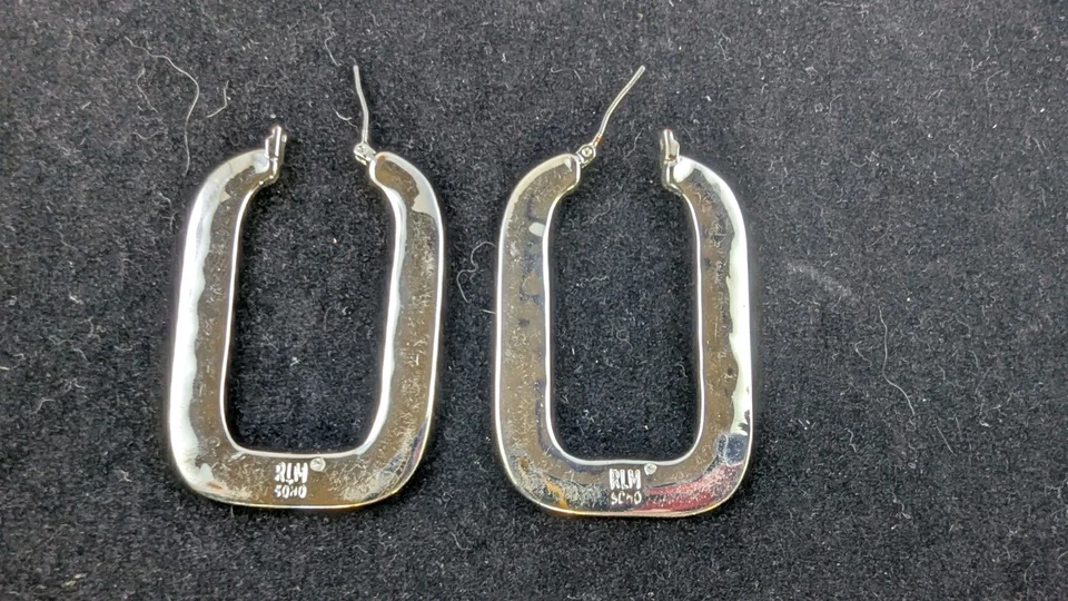 Pendientes de aro cuadrados modernistas tono plata RLM Soho - firmados por Robert Lee Morris Foto 3 de 4