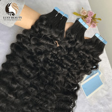 Water Wave Tape In Hair Extensions Brazilian Remy Human Hair for Black