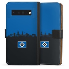 Klapphülle Google Pixel 6 Pro  Handytasche Lederhülle Tasche HSV Hamburg Skyline