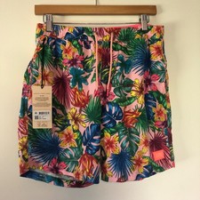 NWT NEW SCOTCH SODA TROPICAL FLORAL MID LENGTH SWIM TRUNKS SHORTS LINED SM