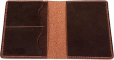 Leather Passport Holder, Full Grain Bifold Case, 0.3" x 4.2" x 3.5", Brown
