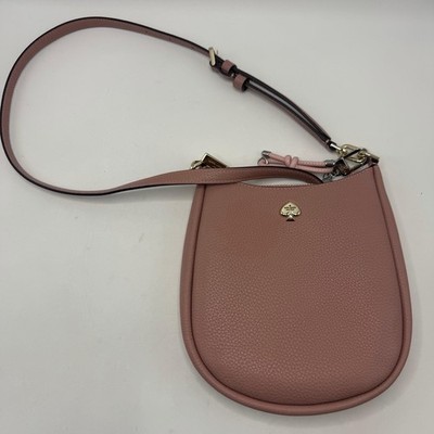 Kate Spade Pink Pebbled Leather Crossbody Bag Purse Gold Tone