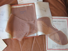 VTG Deadstock Berkshire Nylon Stockings 3 Pair Seamed Cuban Heel Rose Beige 9 M