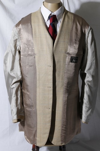 Southwick Men's Beige Windowpane Sport Coat Jacket Blazer Size 44L - Picture 4 of 7