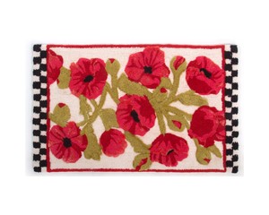 Mackenzie-Childs-POPPY-BATH-MAT-w-COURTLY-CHECK-BORDER-Rug-21X34-NEW-78-m18-3