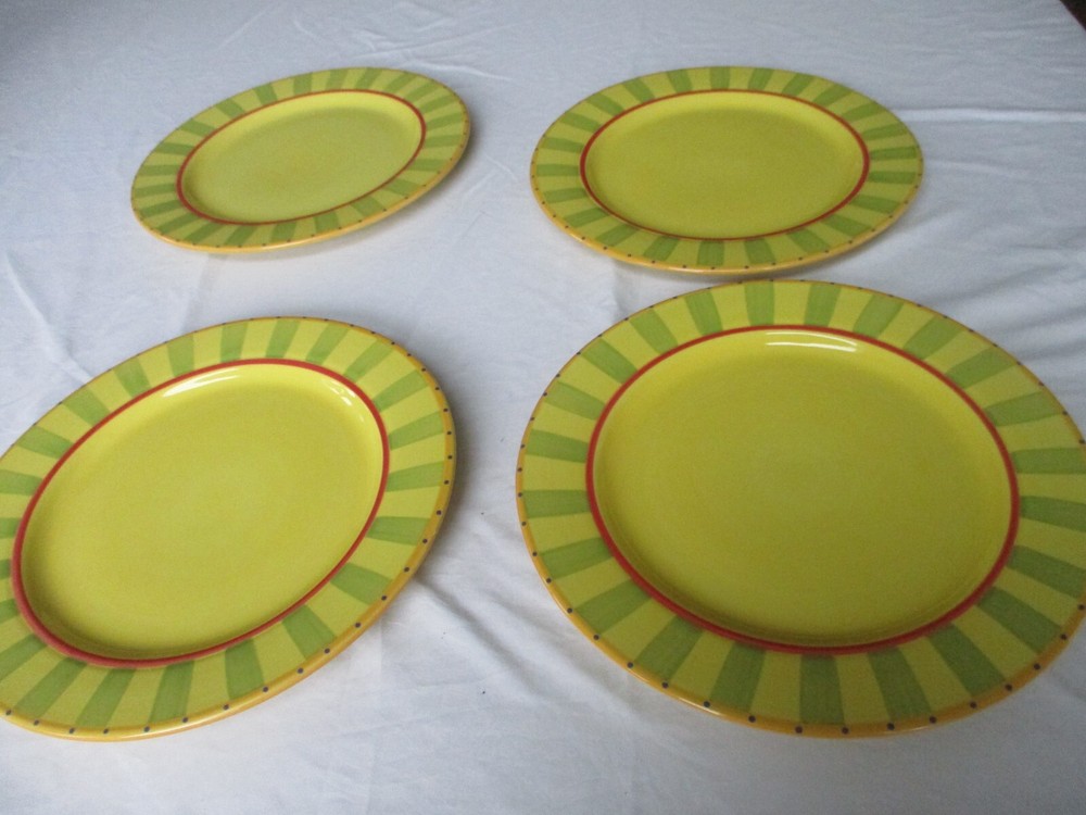 4 Pfaltzgraff Pistoulet Grand Chop Charger Plates Yellow Green 12 1/8