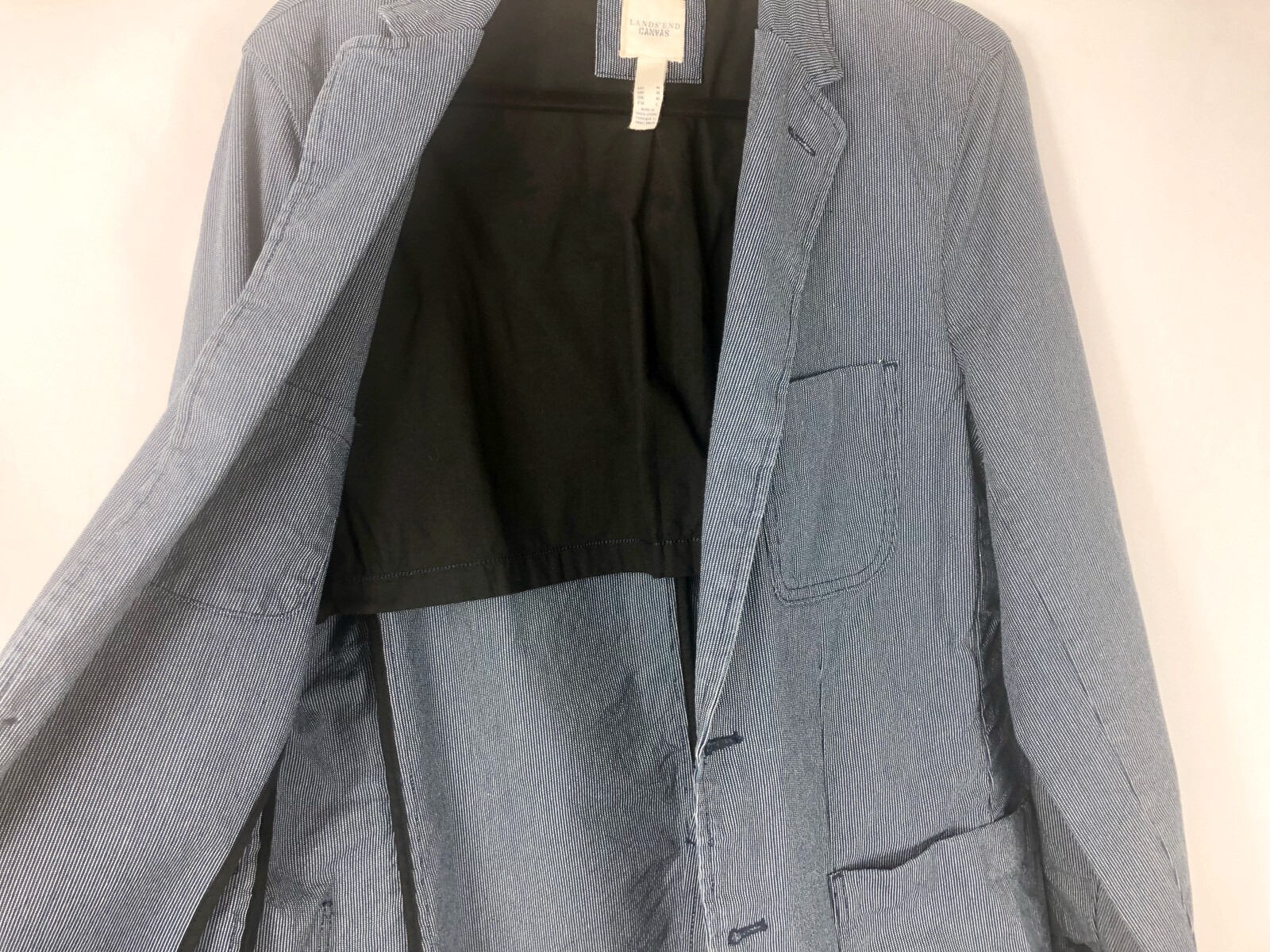 Land's End Canvas 1963 Chambray Blue and White Women's Blazer Jacket