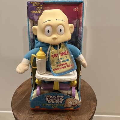 Bounce & Babble Rugrats Dil Pickles Figure Stroller Bottle Vintage New 2000