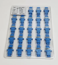 25 Piece Sheet SC/Simplex Singlemode (Blue) Adapters, Ceramic Sleeves & Dustcaps