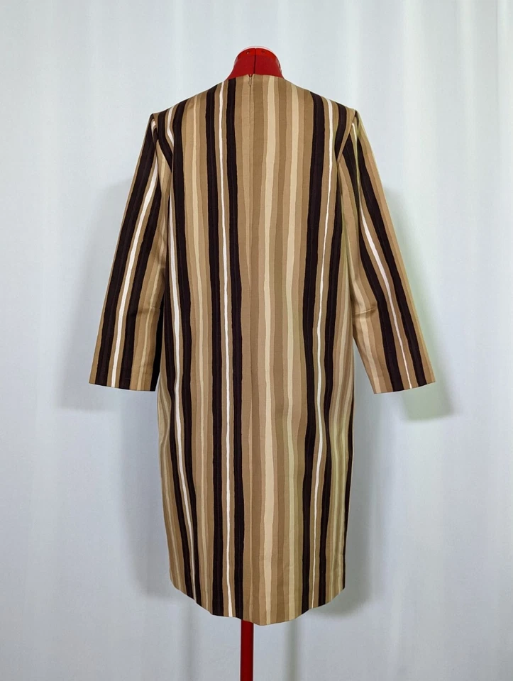 Marimekko Unna Brown Abstract Geometric Brown Multicolor Shift Dress 42 - Image 3 of 4