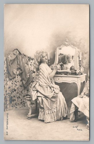 Beautiful Topless French Girl w Powdered Wig RPPC Antique Paris Nude Photo UDB eBay