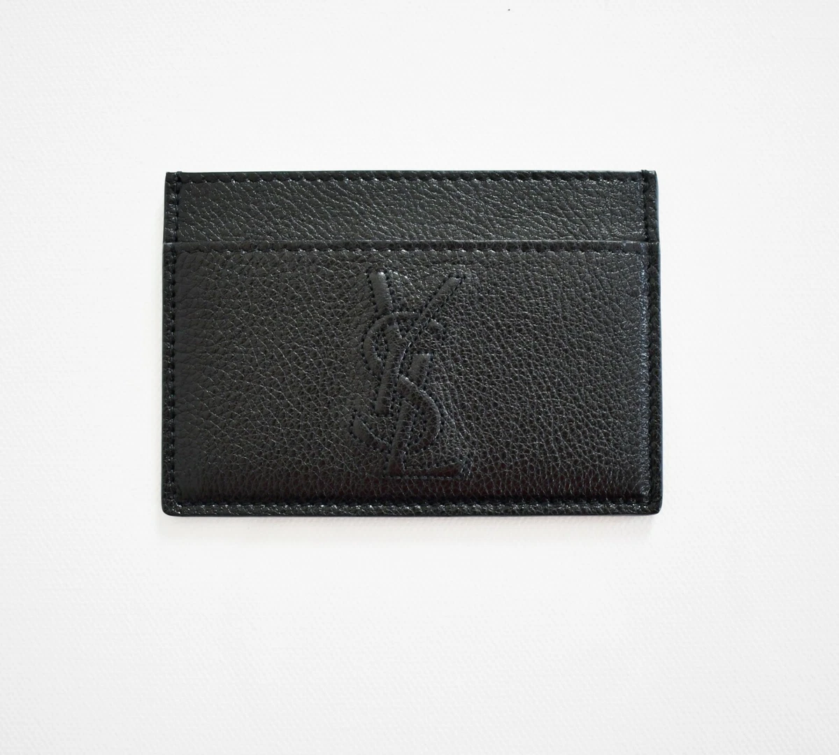 YSL LINE business card case in grained leather, Saint Laurent