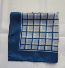 VTG Handcraft Incorporated All Silk True Blue Plaid Pocket Square Handkerchief