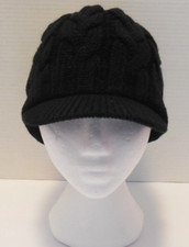 Adidas Hat Cable Knit Crystal Brimmer Winter Fleece Lined Black Women's OSFA New