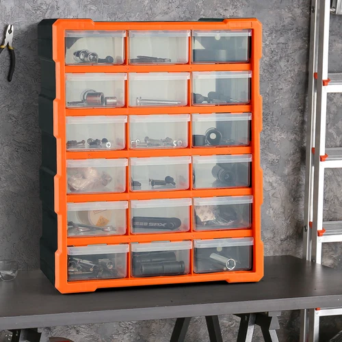 Kleinteilemagazin Sortimentskasten Schubladen Sortierkasten 18 Fächer Boxen Neu - Bild 4 von 12