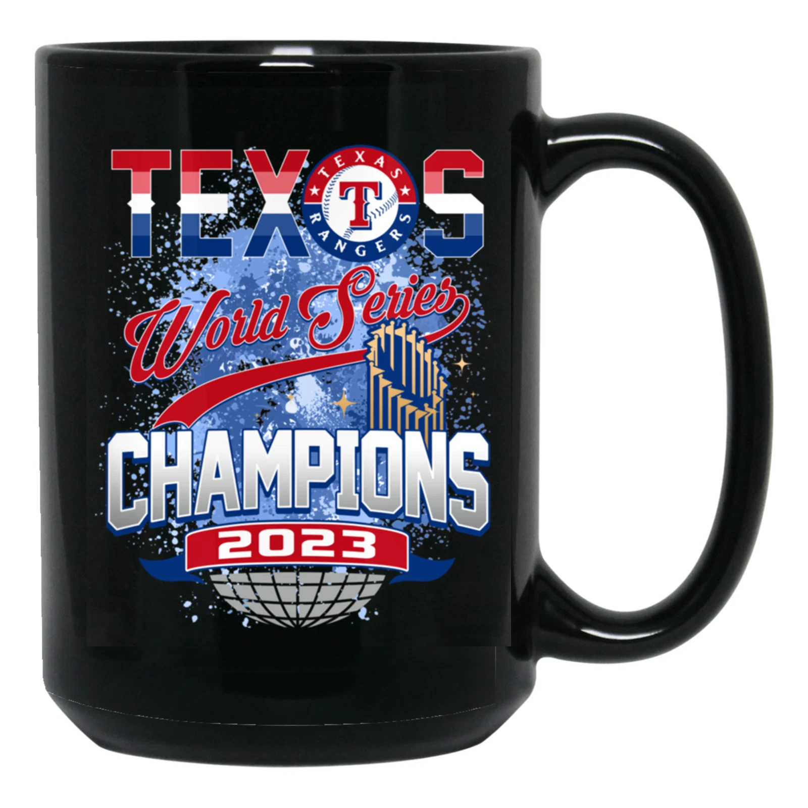 2023 World Series Champions Texas Rangers Black Ceramic Coffee Mug Cup