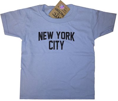 New York City Toddler T-Shirt Screenprinted Light Blue Baby Lennon Tee (4T)