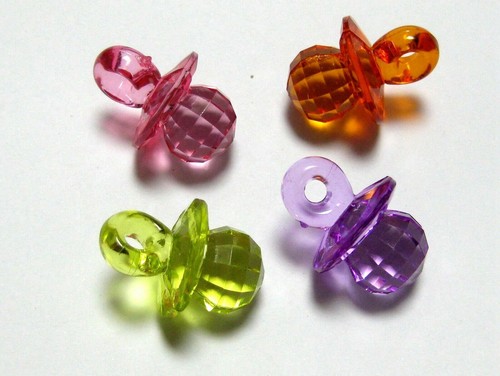 20 Mixed Color Transparent Acrylic Faceted Big Baby Nipple Pendants 26X19mm - Picture 4 of 6